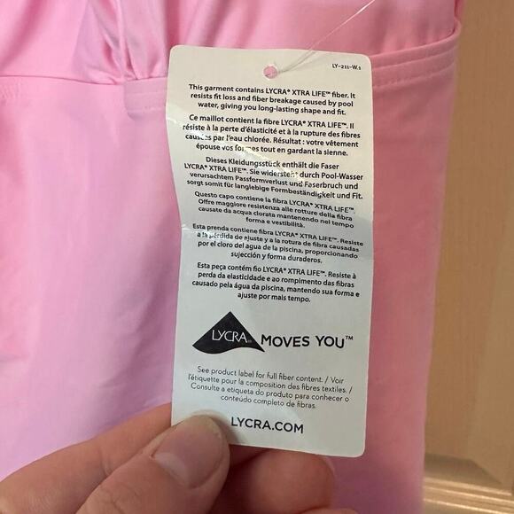 NWOT Land’s End Tie Front Underwire Tankini Top Size 22W Wild Blossom Pink - Picture 3 of 8